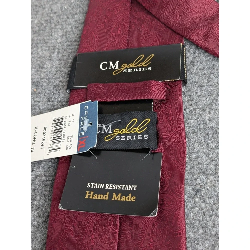 NWT Casual Male‎ Gold Series Silk Tie Burgundy Paisley Necktie Long 61